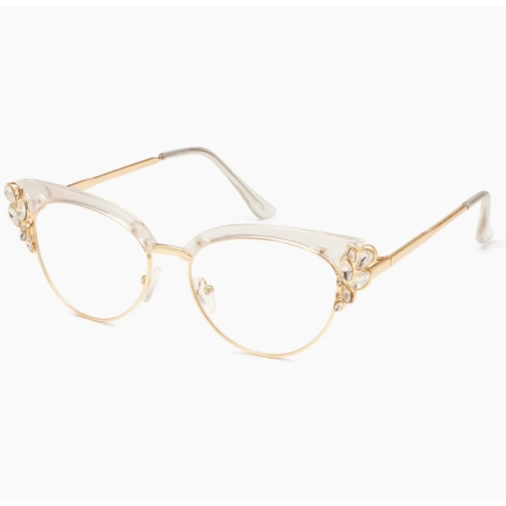 $45 New Sojo’s Cat Eye Readers 2.75 Glasses Reading Rhinestones White Clear